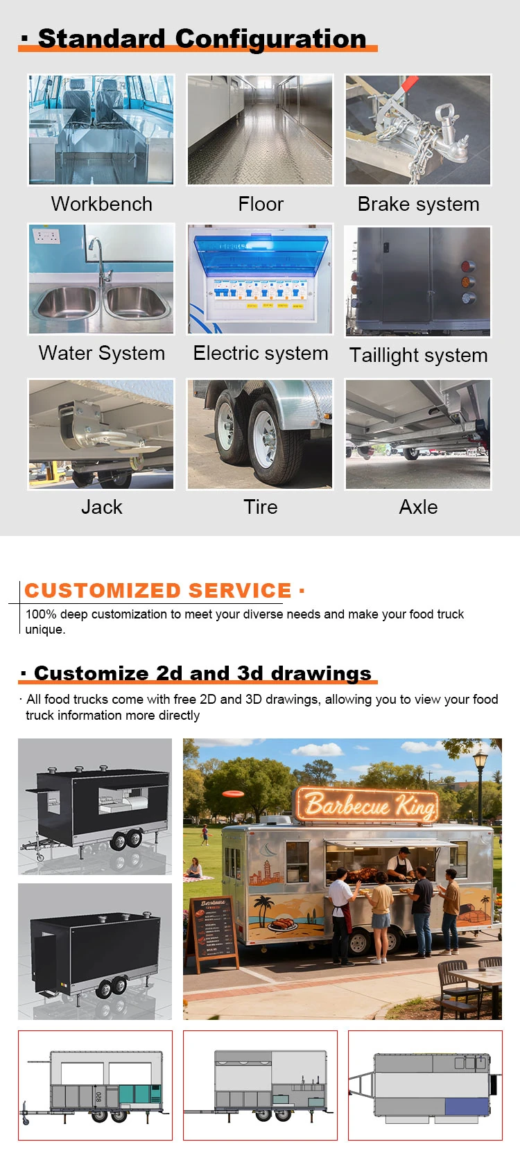 5.7m Aluminum Square BBQ Food Trailer