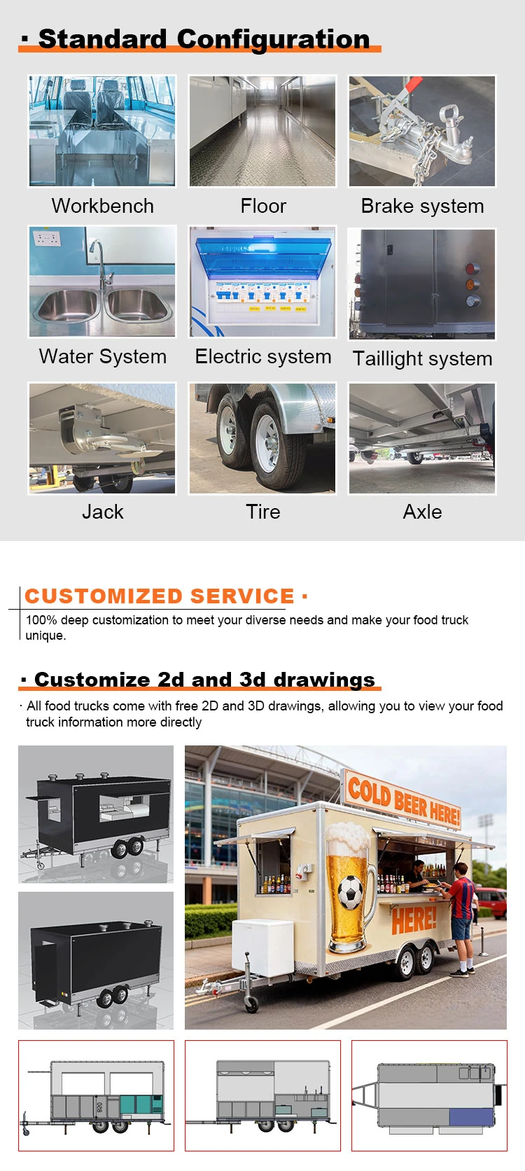 5.5m Beige Square Beer Service Trailer