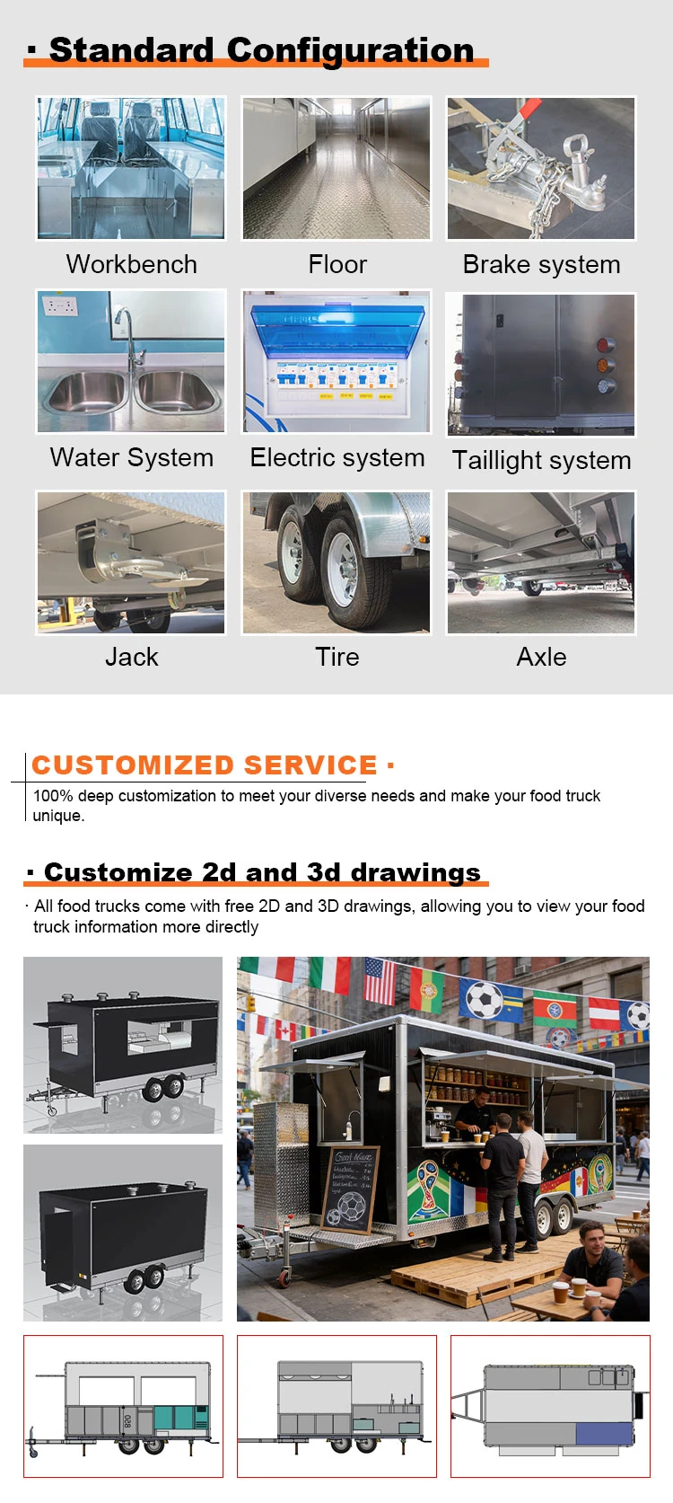 5.5m Black Square Breakfast Food Trailer