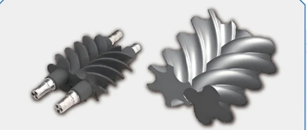 Screw rotor illustration in the dry oil-free compressor catalogue