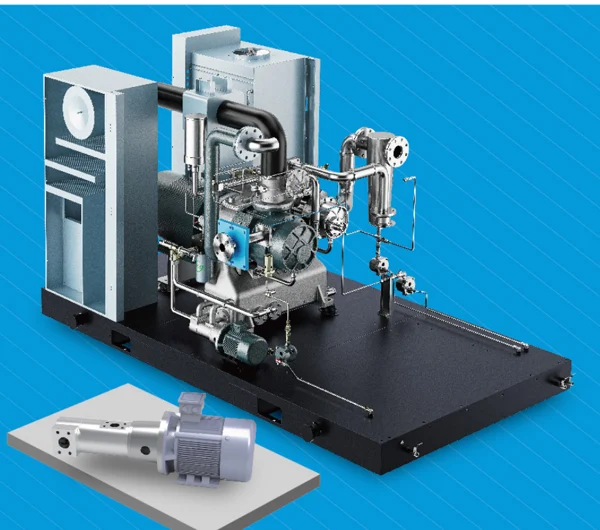 Lubrication circuit and oil pump illustration for the dry oil-free series