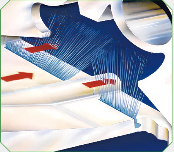 Catalogue illustration of interstage cooling around screw rotors