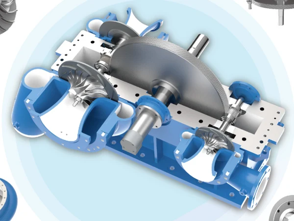 Cutaway illustration of geared drive and centrifugal compression stages